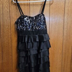 Black and silver Twenty one thin strapped dress with chest sequins - size S